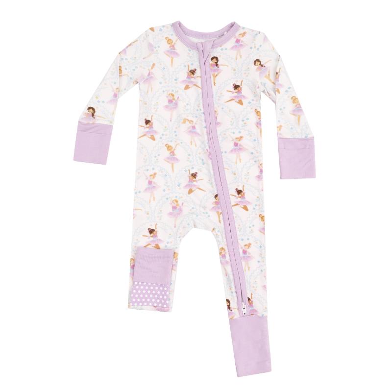 Angel Dear - Baby Girl Bow Ballerinas 2 Way Zipper Romper Image 1