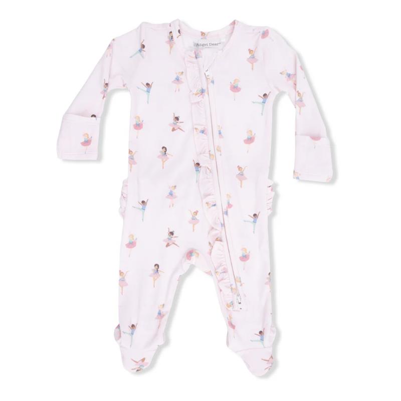 Angel Dear Baby Girl Petite Ballet 2 Way Ruffle Front Zipper Footie Image 3