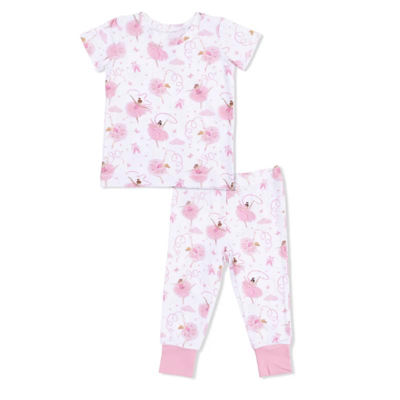 Angel Dear Baby Girl Ribbon Ballerinas Short Sleeve Loungewear Set Image 2