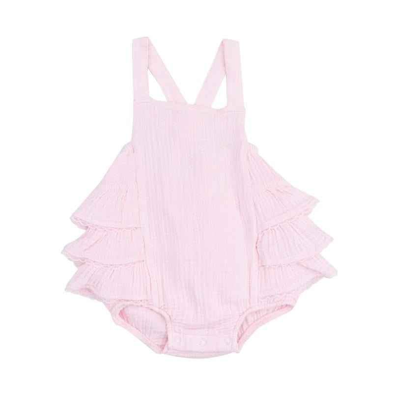 Angel Dear - Baby Girl Solid Muslin Ballerina Ruffle Sunsuit  Image 1