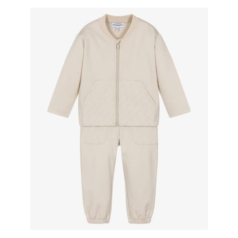 Armani Baby - 2Pk Baby Boy Beige Flocked Logo Tracksuit Image 1