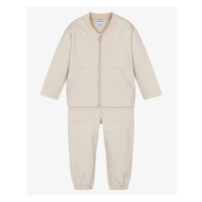 Armani Baby - 2Pk Baby Boy Beige Flocked Logo Tracksuit Image 1