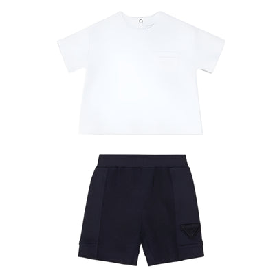 Armani Baby - 2Pk Set T-Shit And Shorts, White And Navy Image 1