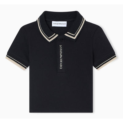 Armani Baby - Baby Boy Short Sleeve Polo Shirt With Piping Detail Navy Image 1