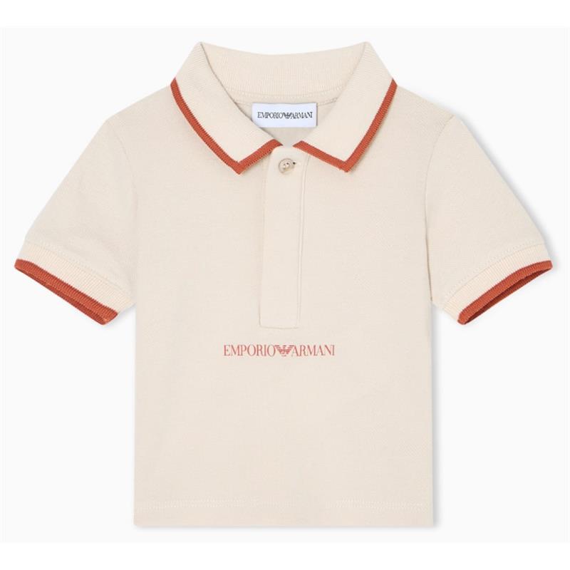 Armani Baby - Baby Boy Short Sleeve Polo Shirt With Piping Detail Oak Image 1