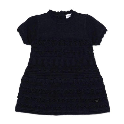 Armani Baby - Baby Girl Short Sleeve Ruffle Dress, Navy Image 1