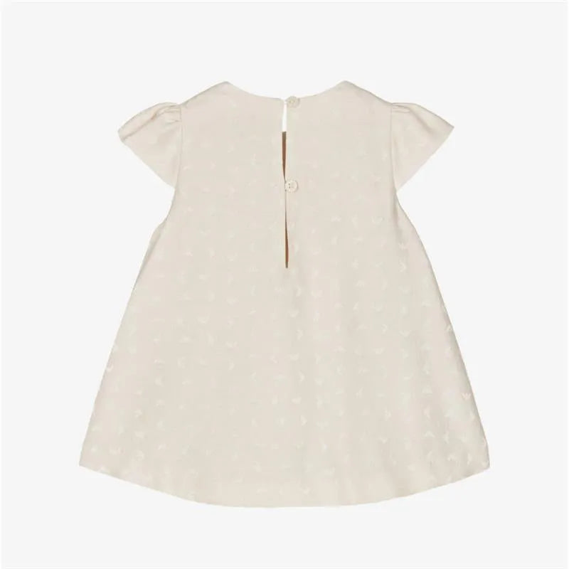 Armani Baby - Baby Girls Beige Jacquard Eagle Dress Image 3