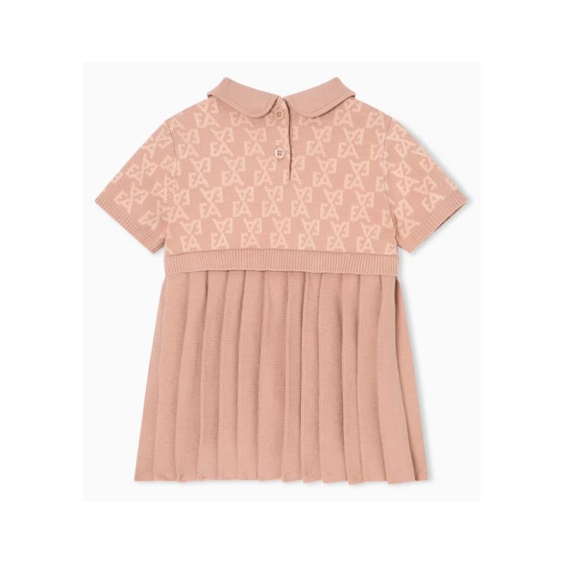 Armani Baby - Baby Girls Short Sleeve Ea Print Pleated Dress Pink Image 2