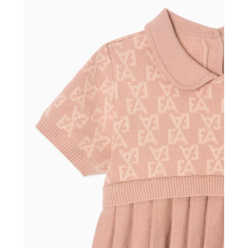 Armani Baby - Baby Girls Short Sleeve Ea Print Pleated Dress Pink Image 3