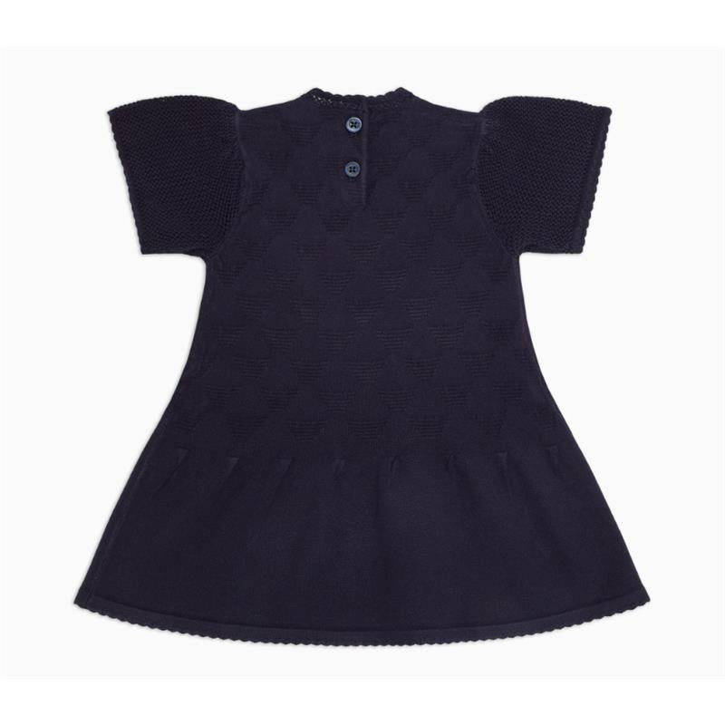 Armani Baby Flared Dress All-Over Eagle Jacquard Knit, Navy Image 2
