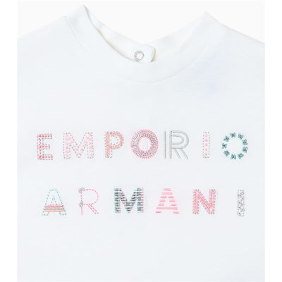 Armani Baby Girl Short Sleeve Logo T-Shirt, White Image 2