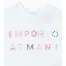 Armani Baby Girl Short Sleeve Logo T-Shirt, White Image 2