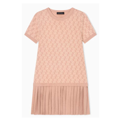 Armani Baby - Girls Short Sleeve Ea Print Pleated Dress Pink Image 1