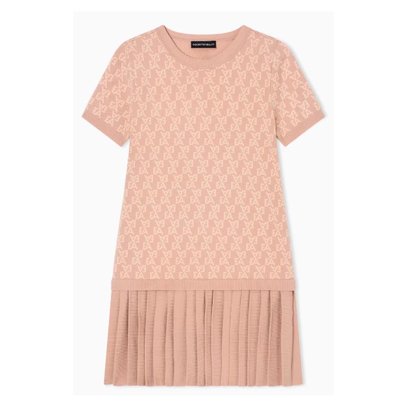 Armani Baby - Girls Short Sleeve Ea Print Pleated Dress Pink Image 1