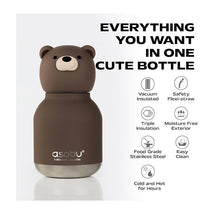 Asobu - Stainless Steel Bottle Silicone Head Mini Brown Bear Image 2