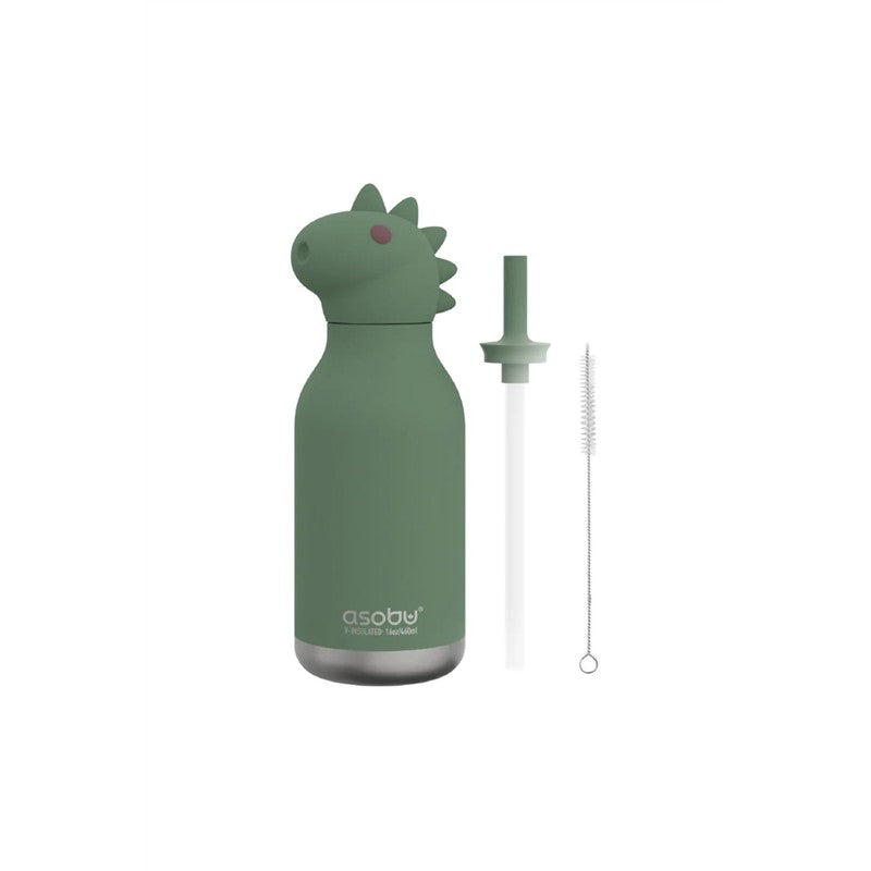 Asobu Stainless Steel Water Bottle with Silicone Dinosaur Head Image 2