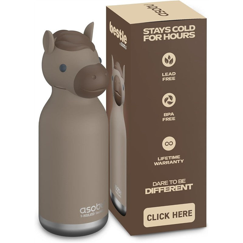 Asobu - Stainless Steel Bottle Silicone Head Horse Image 2