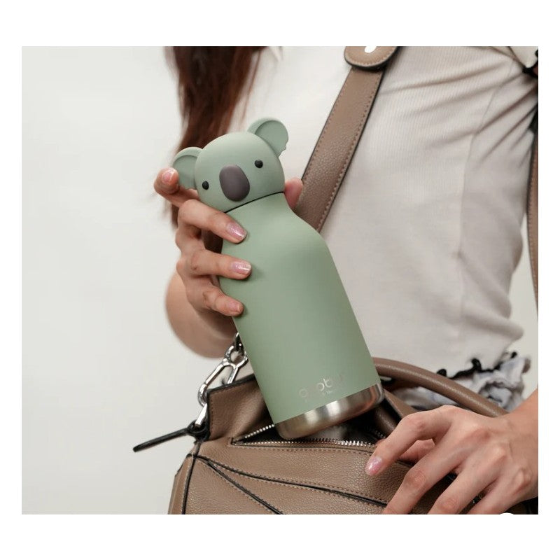 Asobu Stainless Steel Bottle Silicone Head Koala, Green Image 3