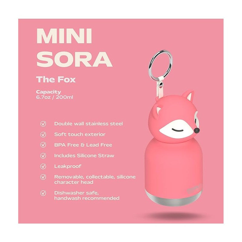Asobu - Stainless Steel Bottle Silicone Head Mini Pink Fox Image 3