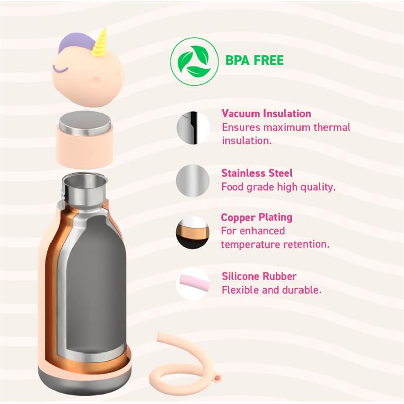 Asobu - Stainless Steel Bottle Silicone Head, Unicorn Image 4