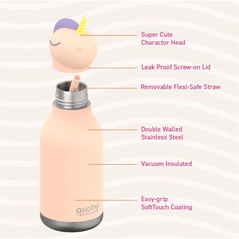 Asobu - Stainless Steel Bottle Silicone Head, Unicorn Image 5