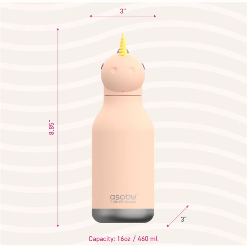 Asobu - Stainless Steel Bottle Silicone Head, Unicorn Image 6