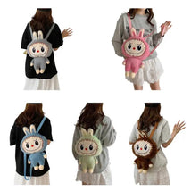 Auraquise - Kids Girls Labubu Soft Plush Backpack Large-Capacity Character Doll Bag Blue Image 2