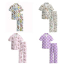 Auraquise - Labubu Print Fall Pajama Set Soft & Cozy Short Sleeve + Long Pants, White Image 2