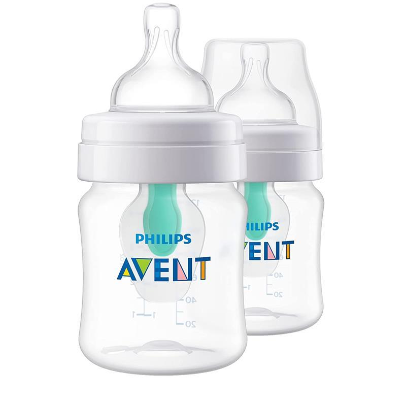 Avent - 2Pk Anti-Colic Baby Bottle With Airfree Vent, 4Oz, Clear Image 1
