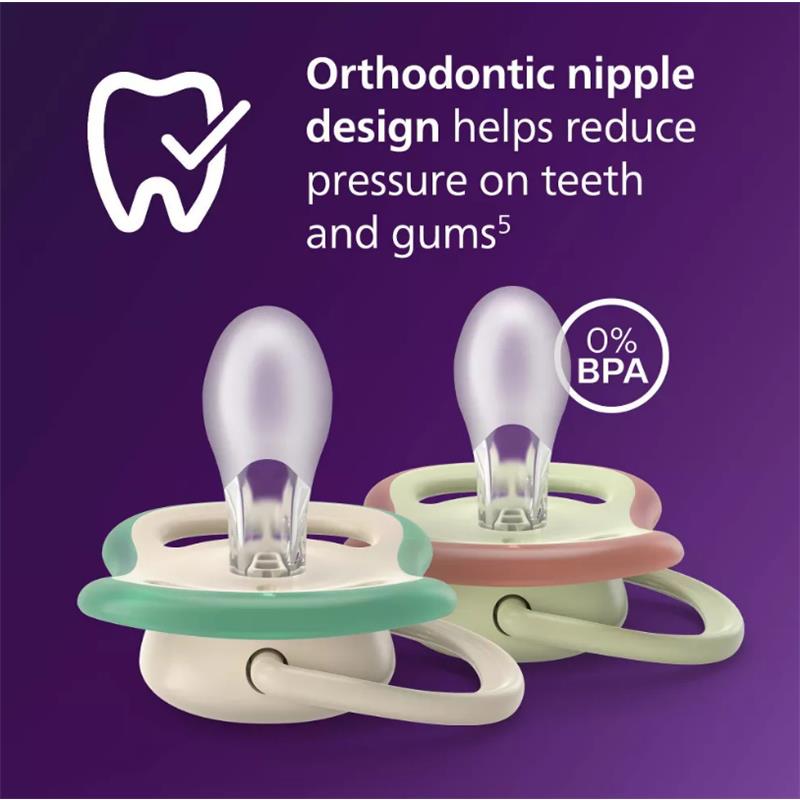 Avent 2Pk Ultra Air Pacifier 6-18M, Leopard Print/Tropical Mix Image 2