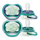 Avent - 2Pk Ultra Air Pacifier Nighttime, Sleeping Star & Moon, 6/18M Image 2