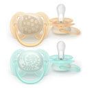 Avent 2Pk Ultra Soft Pacifier 0-6M, Bird/Snail Image 1