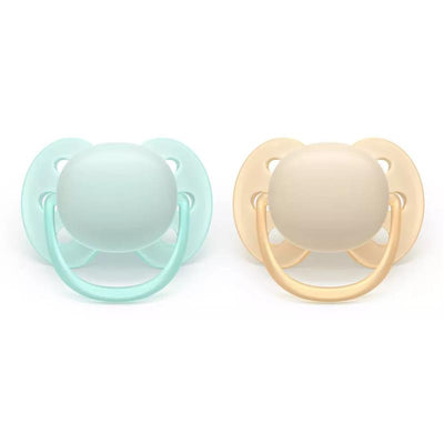 Avent 2Pk Ultra Soft Pacifier 0-6M, Sand/Pale Mint Image 1
