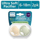 Avent 2Pk Ultra Soft Pacifier 6-18M, Beige/Pastel Warm Green Image 2