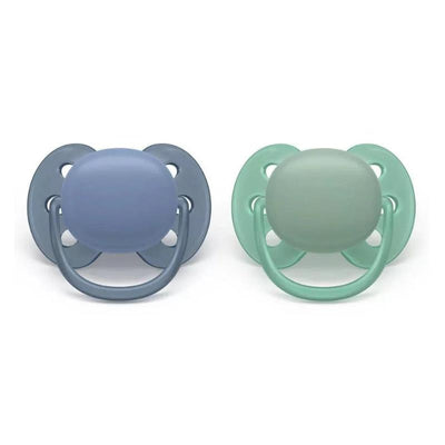 Avent 2Pk Ultra Soft Pacifier 6-18M, Blue Hush/Desert Green Image 1