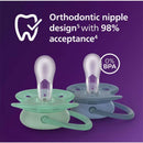 Avent 2Pk Ultra Soft Pacifier 6-18M, Blue Hush/Desert Green Image 2