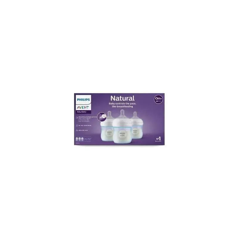 Avent - 3Pk Natural Baby Bottle With Natural Response Nipple, Blue, 4Oz Image 5