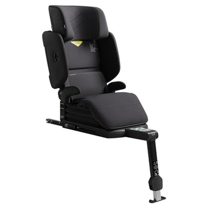 High back booster car seat with adjustable headrest and armrests, in Arctic Mist Grey color, designed for child safety.