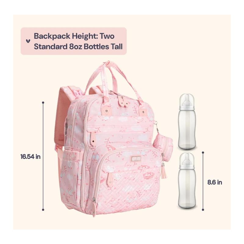 BabbleRoo - Diaper Bag Backpack, Pink Birdy Image 3