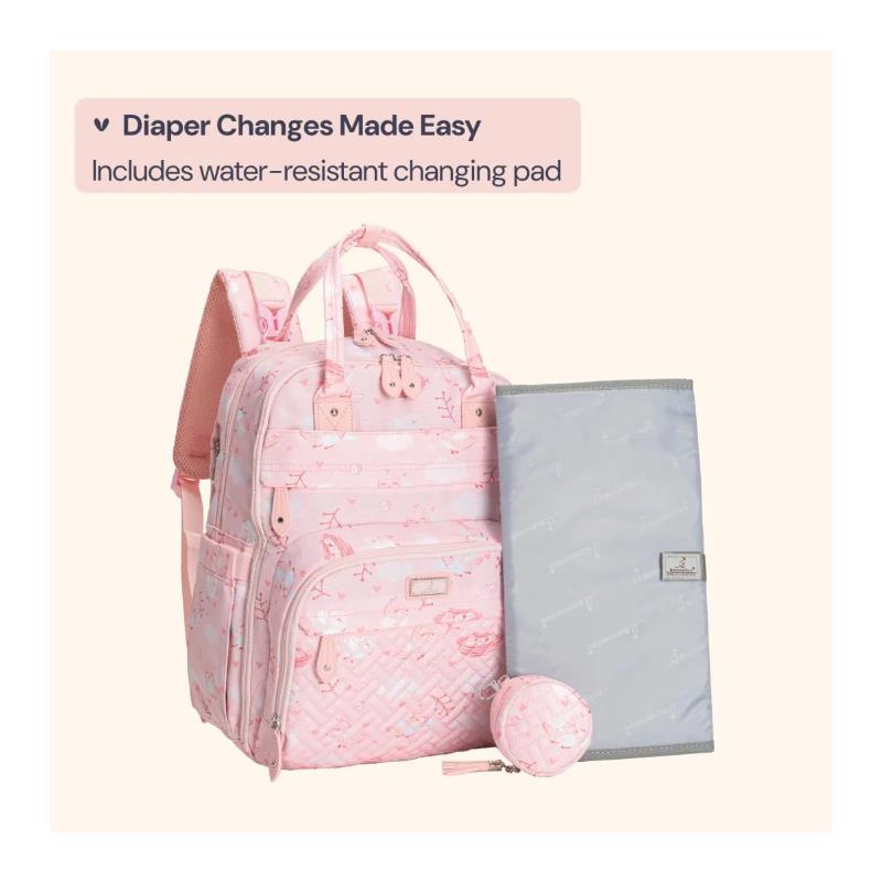 BabbleRoo - Diaper Bag Backpack, Pink Birdy Image 4
