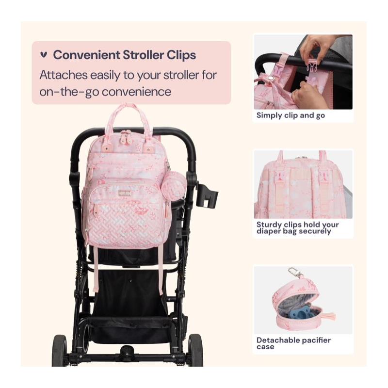 BabbleRoo - Diaper Bag Backpack, Pink Birdy Image 6