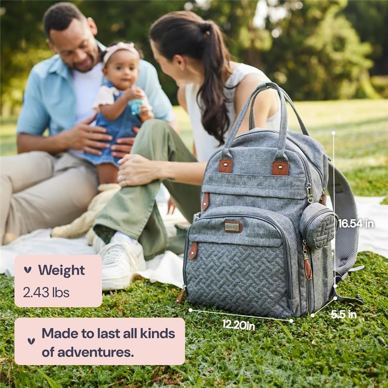 BabbleRoo - Diaper Bag Backpack Travel Essentials Baby Bag with Changing Pad, Army Green Image 7