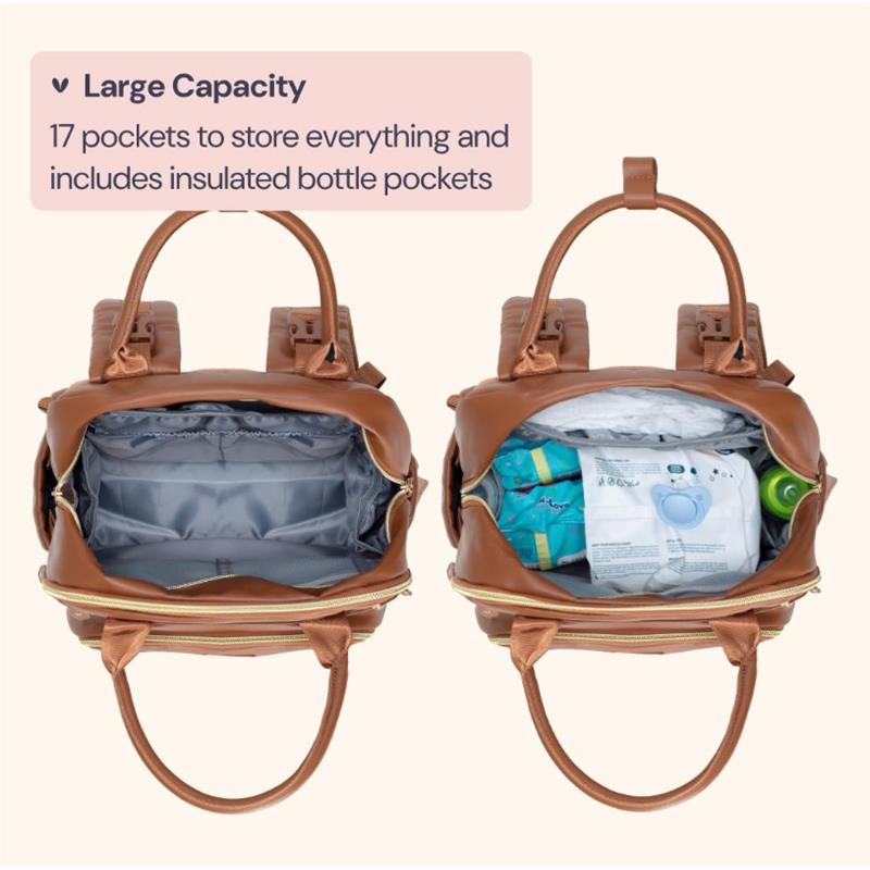 Babbleroo - Original Diaper Bag Vegan Leather Brown Image 4