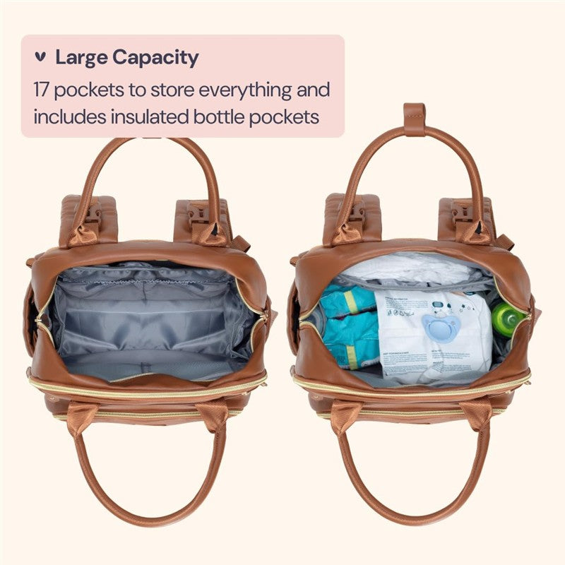 Babbleroo - Original Diaper Bag Vegan Leather Brown Image 4