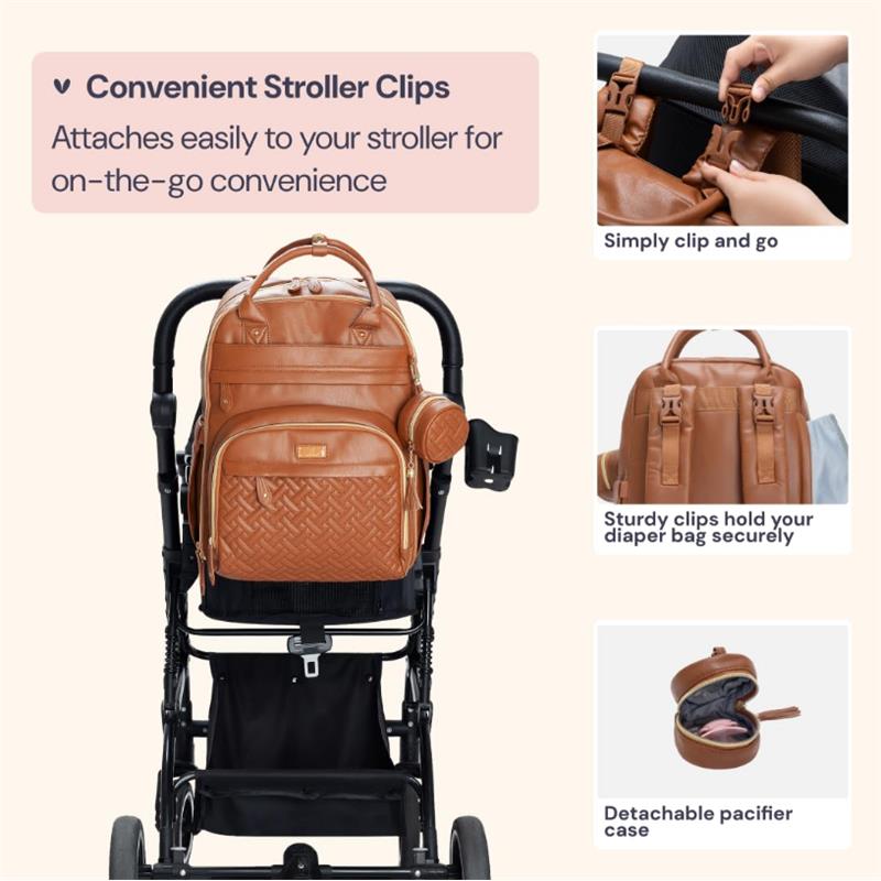 Babbleroo - Original Diaper Bag Vegan Leather Brown Image 6