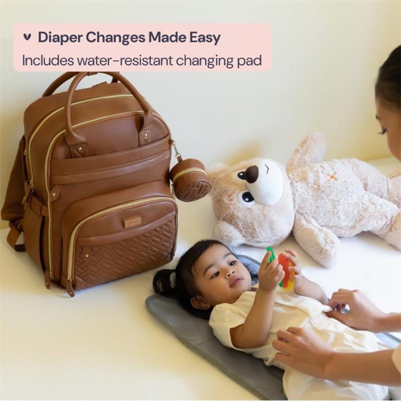 Babbleroo - Original Diaper Bag Vegan Leather Brown Image 7