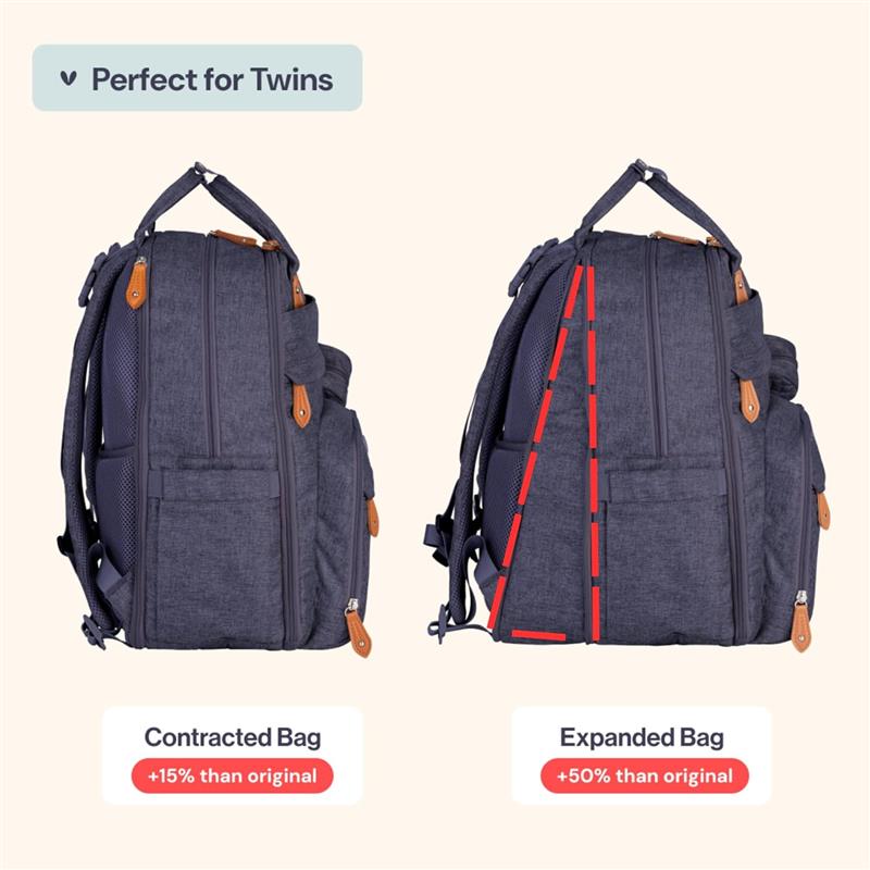 Babbleroo - Travel Essentials Baby Bag Tote with Changing Pad, Denim Blue Image 6