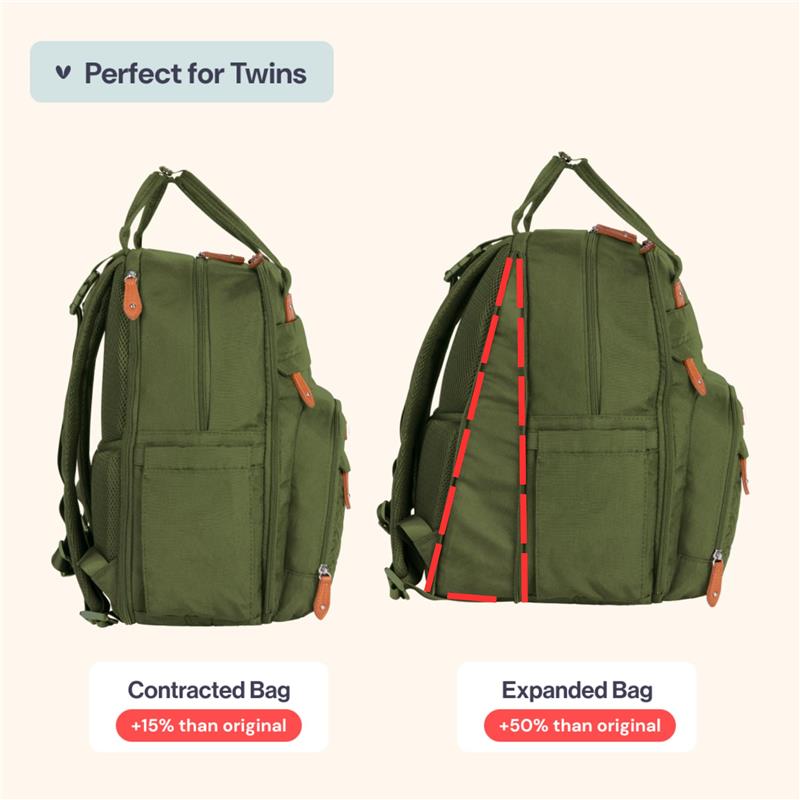 BabbleRoo - Travel Essentials Baby Bag Tote with Changing Pad, Forest Green Image 3
