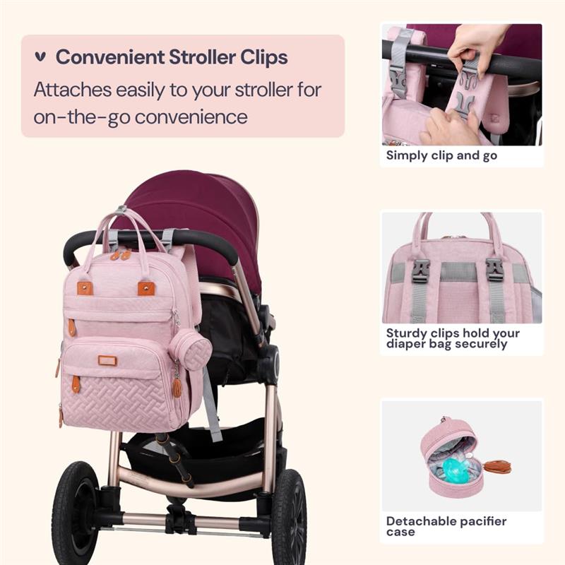BabbleRoo - Travel Tote Multi function Waterproof Bag, Pink Image 5