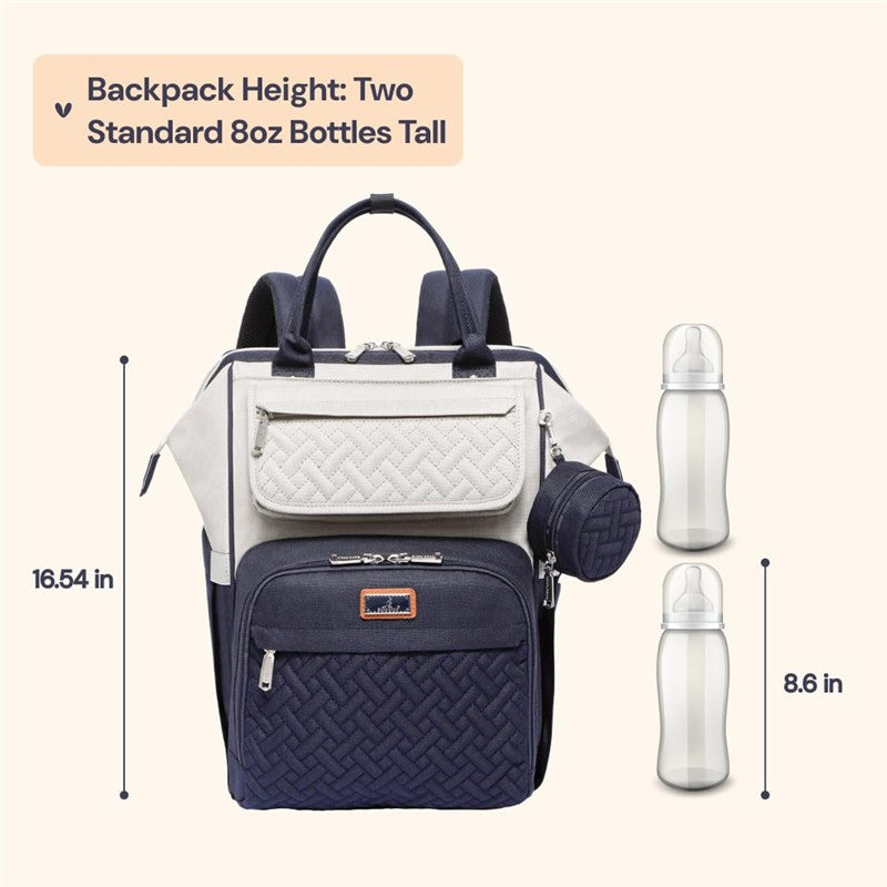 BabbleRoo Wide Top Diaper Bag Backpack - Gray & Blue Image 2